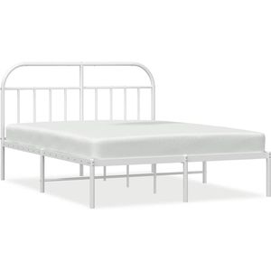 vidaXL - Bedframe - met - hoofdbord - metaal - wit - 183x213 - cm