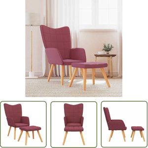 vidaXL Fauteuils - Relaxstoel - Relaxstoel met voetenbank stof wijnrood - Lounge Chair - Tuinstoel - Buitenmeubel