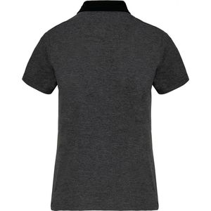 Polo Dames S Kariban Kraag met knopen Korte mouw Dark Grey Heather / Black 65% Polyester, 35% Katoen