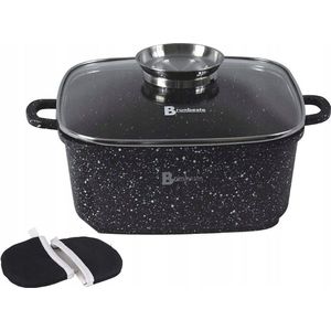 Brunbeste Aluminium Braadpan / Pan met Marmercoating / Pan 6.5L - 28cm - Met Glazen Deksel