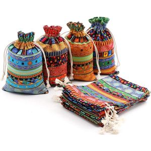 stof zakjes 20 stuks Egyptische etnische stijl linnen jute tas, lichtgewicht geschenkzakken ademende sieraden zakjes met trekkoord verpakking opslag jute zakken voor bruiloft, feest, verjaardag, doe-het-zelf ambachten (10x15cm))