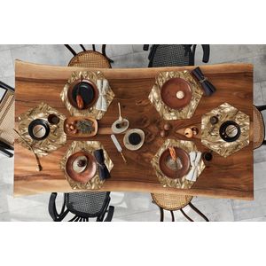 Placemats hexagon - Onderleggers placemats - Placemat zeshoek - Bruin - Marmer print - Verf - Patronen - 6 stuks