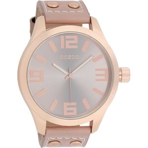 OOZOO Timepieces - Rosé goudkleurige horloge met oud roze leren band - C1102