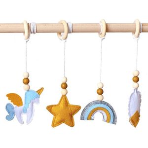 Babygym hangers - Boxmobiel hangers - Hangspeelgoed - Speeltjes voor de babygym - Regenboog eenhoorn ster blad