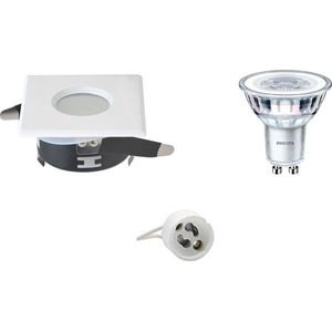 LED Spot Set - Igia - GU10 Fitting - Waterdicht IP65 - Inbouw Vierkant - Mat Wit - 82mm - Philips - CorePro 830 36D - 4.6W - Warm Wit 3000K