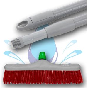 Harde Bezem Rood- Tuinbezem - Nylon - 40 cm - Straatbezem - Bezems - Veger - Buiten Bezem met tele steel 150 cm - Schoonmaakartikelen - Schrobborstels
