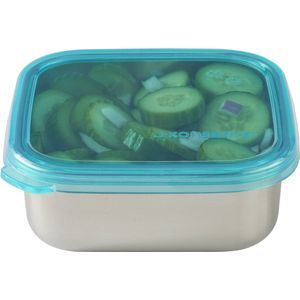 U-Konserve - vierkante rvs voedselcontainer met siliconen deksel - small 450ml - island teal