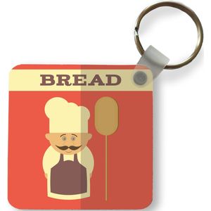 Sleutelhanger - Brood - Bakker - Rood - Vintage - Plastic - Rond - Uitdeelcadeautjes