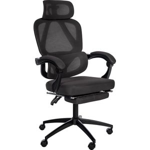 CLP Gander Bureaustoel - Voor volwassenen - Ergonomisch - Met armleuningen hoofdsteun Voetsteun - zwart