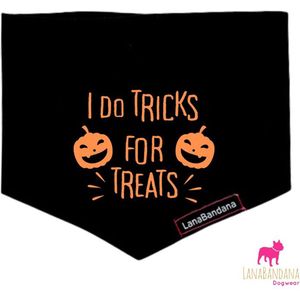 LanaBandana Dogwear | Halloween I Do Tricks For Treats | Halloweenbandana | Hondenbandana | Knoopbandana | Maat S