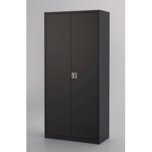 Draaideurkast Archiefkast Kantoorkast - 180 x 80 x 38 - Zwart - Metalen kast - 2 deuren