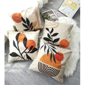 Kussensloop 40 x 40 cm, set van 4 decoratieve kussenhoezen, 40 x 40 cm, oranje, voor tuinlounge, bank, sierkussen, woonkamer, slaapkamer, kussenslopen, tuin, outdoor, bankkussen, sierkussen