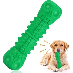 Hondenkauwspeelgoed, piepend hondenspeelgoed, gemaakt van natuurlijk rubber, kauwspeelgoed, onverwoestbaar hondenspeelgoed, voor middelgrote en grote honden (groen)