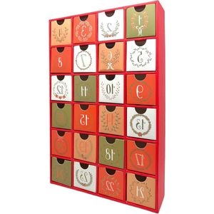 Zelf te vullen Adventskalender - 24 ladedozen - kerstkalender knutselset met cijfers en slingers