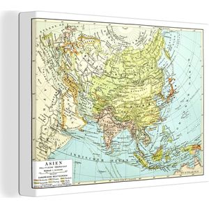 Canvas Wereldkaart - 160x120 - Wanddecoratie Klassieke wereldkaart Azië