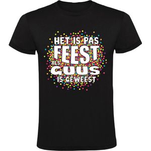 Het is pas feest als Guus is geweest Heren T-shirt - carnaval - feestje - party - confetti - festival - humor - grappig
