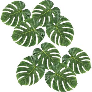 Hawaii/zomerse/tropische decoratie monstera palmen bladeren set van 16x stuks - 15 x 35 cm per blad - Versieringen