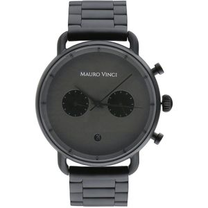 Horloge heren zwart grijs- Mauro Vinci Gunmetal black - Grijs met lederen bewaardoos - Leisure line 420 stalen horloge met Japans binnenwerk