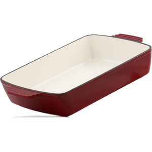 Gietijzeren ovenschaal hoekig 3,8 liter | Dark Cherry | Gietijzeren emaillering | Lasagnevorm hoog, ovenvormen, braadpan, ovenvorm, ovenschaal rechthoekig