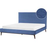 BAYONNE - Tweepersoonsbed - Blauw - 180 x 200 cm - Fluweel