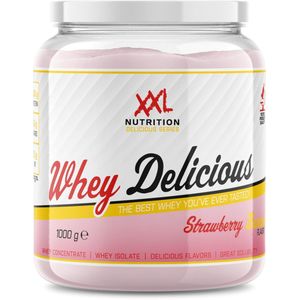 XXL Nutrition - Whey Delicious - Aardbei Banaan - Wei Eiwitpoeder met BCAA & Glutamine, Proteïne poeder, Eiwit shake, Whey Protein - 1000 gram