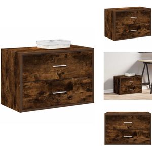 vidaXL Kast - Kasten -opbergkast - Vitrinekast - Kast met 2 lades 60x31x40 cm bewerkt hout gerookt eikenkleurig