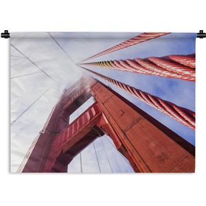Wandkleed Golden Gate Bridge - Rode fundering van de Golden Gate Bridge in San Francisco Wandkleed katoen 60x45 cm - Wandtapijt met foto
