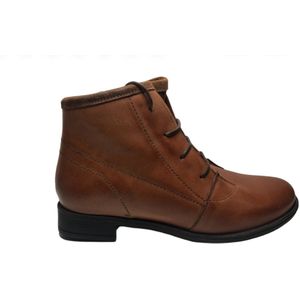 Manlisa veter/ rits effen hoge lederen comfort schoenen W132-256 cognac 38