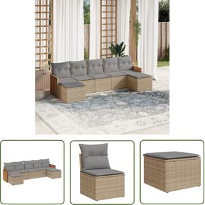 The Living Store Loungeset Beige 2 Bank Met Armleuning - PE-Rattan - Modulair Ontwerp