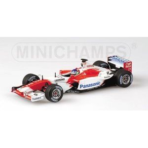 The 1:43 Diecast Modelcar of the Toyota Panasonic Racing TF103 #21 of 2003. The driver was C. Da Matta. The manufacturer of the scalemodel is Minichamps.This model is only online available