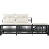 vidaXL - 3-delige - Loungeset - met - kussens - poly - rattan - zwart