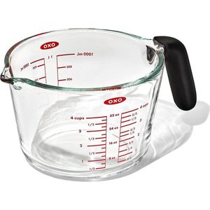 OXO - Maatbeker - Maatkan - Glas - Magnetron-, koelkast-, vriezer- en vaatwasmachinebestendig - 1 Liter