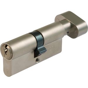 Veiligheidscilinder met kromming - Deurslot met hoge veiligheid en anti-boren - Inclusief 3 sleutels - Lange Nok - Zilver mat - Afmetingen 80 (35-45 mm)