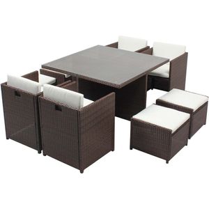 Concept-U - Tafel en stoelen 8 -Seater gebouwd -in in bruine/witte hars MIAMI