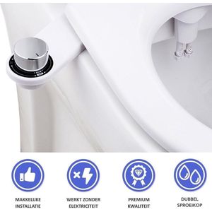 Bidet Handdouche Toilet Sproeier Shattaf Sprayer WC Papier Besparend - Dubbel Spray Koud Water - Badkamer Accessoires - Freshole®