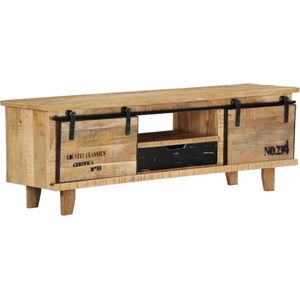 The Living Store Houten TV-kast - Mangohout - 120 x 30 x 40 cm - Met deuren - lade en vak