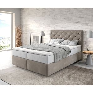 Boxspringbed Dream-Great Microvezel Beige 140x200 cm met TFK Matras en Visco Topper