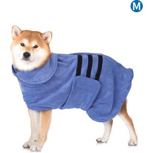 Nobleza Hondenbadjas - badjas hond - Honden badjas - hondenkleding - Ruglengte 50 cm - Maat M - Blauw