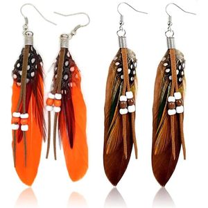 Veren oorbellen boho parel chic dagelijks feest vintage bruiloft sieraden voor vrouwen en meisjes - Set van 2