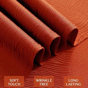 Autumn Dirt-Repellent Tablecloth 240 x 140 cm Orange Jacquard Stripes Pattern Waterproof Rectangular - Large Table for Christmas Party Wedding