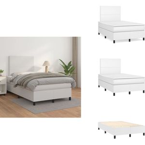 vidaXL Boxspring - Boxsprings - Bed - Slaapmeubel - Boxspring met matras kunstleer wit 120x200 cm