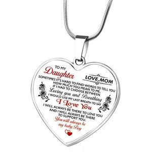 Lumici® | Ik Hou Van Mijn Dochter Ketting - I Love My Daughter Necklace - Geschenk - Cadeau Voor Vrouwen - Valentijn - Liefde - Verrassing Familie - Zilver Met Rode/Zwarte Tekst