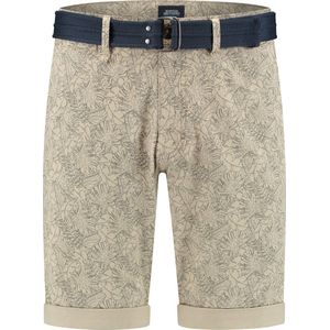 Korte broek heren met print - korte broek heren met steekzakken - maat XXL - korte broeken heren – Boston Brothers - heren kleding korte broeken - stretch - met riem - grote maten - chino korte broek heren- camouflage print blad - herenmode - sales