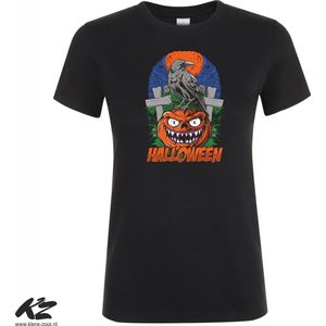 Klere-Zooi - Halloween - Pumpkin #2 - Zwart Dames T-Shirt - L