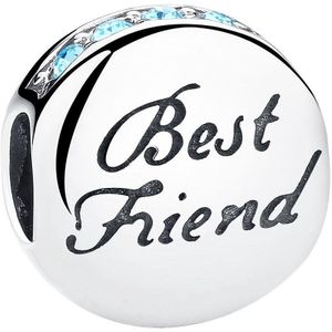 Best Friend bead blauwe zirkonia | vrienden bedel | Zilverana | geschikt voor alle bekende merken | 925 zilver | moederdag