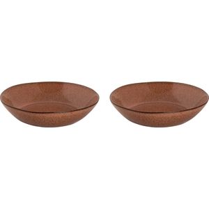 Palmer - Rustique - Bord diep - Pastabord - 2 stuks - ø 21 cm - Roze - Stoneware - Bordenset