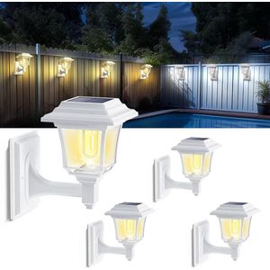 Buitenverlichting op zonne-energie - Waterdichte wandlamp voor buiten - Decoratief en 15 lumen - voor hek, terras, kippenhok, playhouse Buitenverlichting