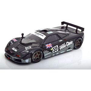 De 1:18 Diecast Modelauto van de McLaren GTR BMW V12 #59 Winnaar van de 24H LeMans van 1995. De rijders waren Y. Dalmas / M. Sekiya en JJ. Letho. De fabrikant van het schaalmodel is Solido. Dit model is alleen online verkrijgbaa