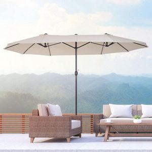 Dubbele parasol - Extra grote parasol - Met zwengel - 460 x 270 cm - Beige - Zonder Parasolvoet