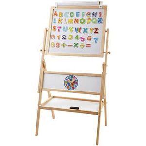 Houten Schoolbord 2in1 op standaard  Krijtbord & magnetisch whiteboard